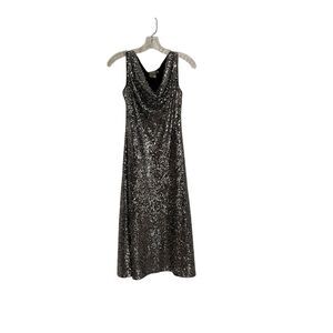 Taylor Women's Black Silver‎ Sequin Dress Size 6 Sleeveless Cowl Neck  NWT